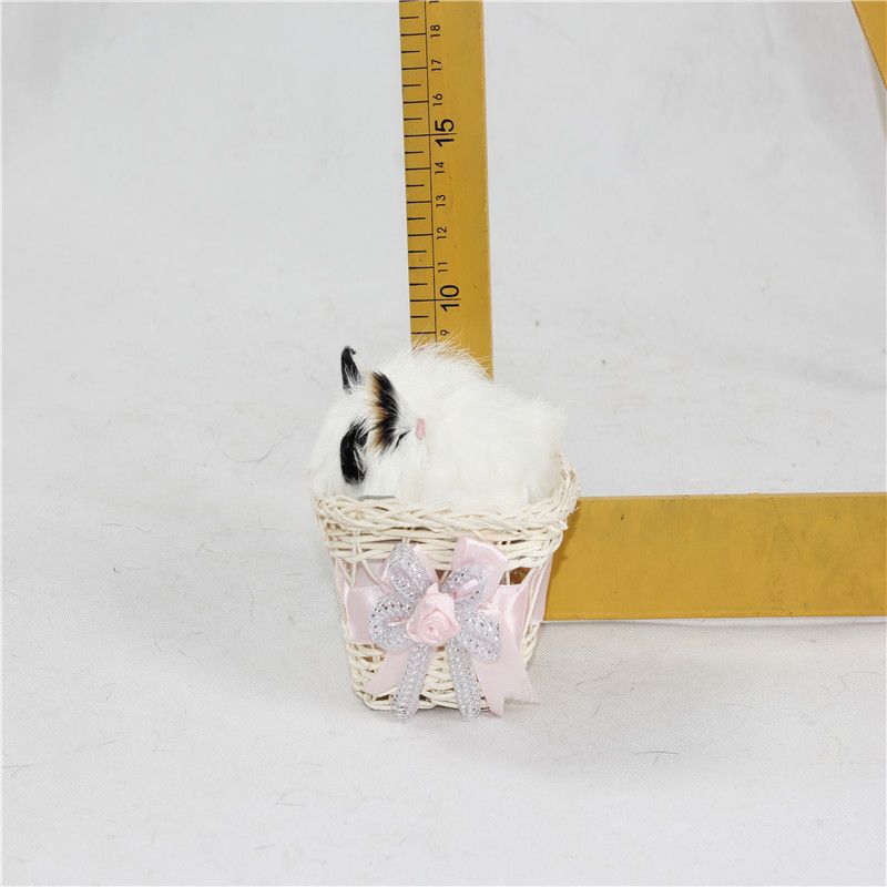 皮毛玩(wán)具：真皮毛仿真動物(wù)可(kě)愛(ài)小(xiǎo)睡(shuì)貓純手工(gōng)制(zhì)作(zuò)都(dōu)送籃子(zǐ)藝品擺件(jiàn)創意包郵義烏楚傑工藝品有限公司